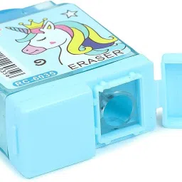 agelast Designer Unicorn Theme Eraser With Sharpener for Students, Single Blade Sharpeners image 3