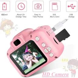 Bzrqx Gift Toy Baby Camera Baby Gift HD 8MP Video Digital Sports Camera 2 Inch Screen Recorder Soft Cover Sports and Action Camera-60