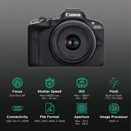 Canon EOS R50 24.2MP Mirrorless Camera (18-45 mm Lens, 5-Axis Electronic Image Stabilization) image 2