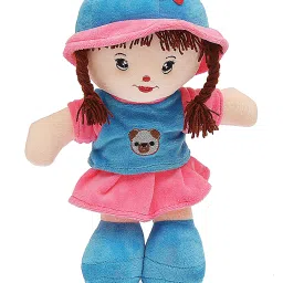 Super Soft Cute Looking Smiling Wahable Addie Girl Doll Soft Toy / Stuffed Soft Plush Toy 35 cm - Helps to Learn Role Play - 100% Safe for Kids (Multi Color) 35 CM (Blue/Pink) - 35 cm-image-79