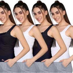 Women Black, White Camisole-image-64