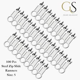 Pack of 100 Pcs Heavy Steel Zip Slide Runners Size: 5 No Zipper Pull-image-0