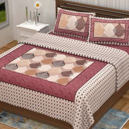144 TC Cotton Double Jaipuri Prints Flat Bedsheet-16