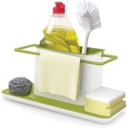 Dish Drainer Kitchen Rack 3 in 1 Kitchen Sink Organizer for Dishwasher Liquid, Brush, Cloth, Soap, Sponge Plastic-image-48