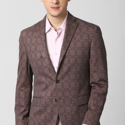 Men Checkered Single Breasted Formal Blazer-image-87