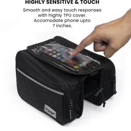 yumin Polyester Cycle Double Sided Front Frame/Tube Bag with Touch Screen Bicycle Phone Holder image 3