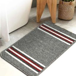 hosta homes Grey Striped Cotton 24x16 Inches Antiskid Door Mat-picture-26