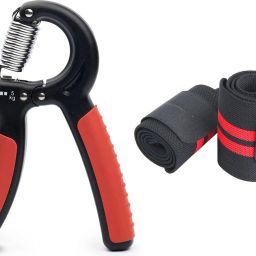 Gym Combo of Adjustable Hand Gripper with Wrist band Fitness Accessory Kit Kit-image-58