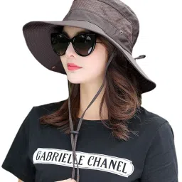 AlexVyan Round Crown Hat Sun Visor Hats for Women UV Protection Wide Brim Summer Hat Cap.-image-26