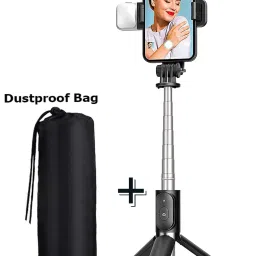 BUFONA 3in1 Multi-functional BT Selfie Stick Tripod Stand With Flash Light & Carry Bag Tripod, Monopod, Monopod Kit, Tripod Kit, Tripod Bracket, Tripod Clamp-28