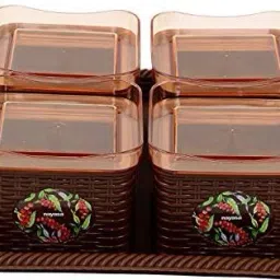 Nayasa Dry Fruit Container - 540 ml, 4 Pc Containers with Lid and 1 Tray Tray Serving Set-0