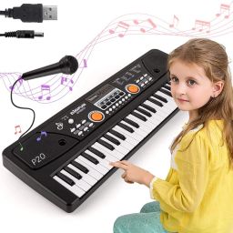 49 Key Piano Keyboard Toy for Kids P7 dc Power Option+Recording Microphone Multi Colour Keys with USB Charging P7 Analog Portable Keyboard-16