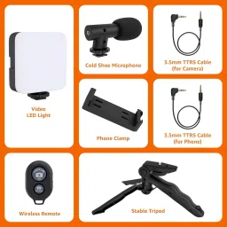 SACRO (Video Kit) with LED Lights & Wireless Microphone Setup For Vlogging/YouTubeS51 Tripod image 4
