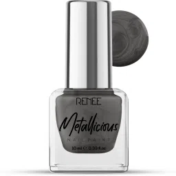 Metallicious Nail Paint Shadow Grey | Chip Resisting Formula with High Shine Shadow Grey-16
