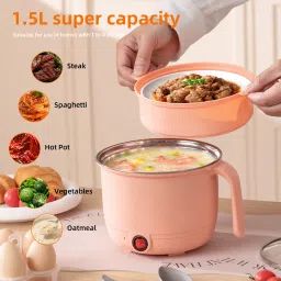Multipurpose Electric Kettle 1.5 Litter Steel Electric Pot with Steamer Noodles Rice Cooker, Travel Cooker, Food Steamer, Egg Cooker, Egg Boiler-picture-12