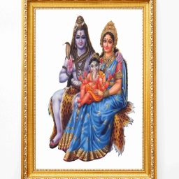 Shiv Parvati Waterproof glass paper finished photo with frame Religious Frame-image-43