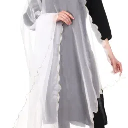 Organza Solid White Women Dupatta-image-40