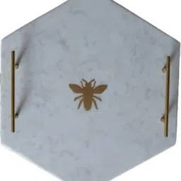 Rectangle Shape White Marble Tray for Kitchen Serving, Dining Decoration Tray Serving Set-6