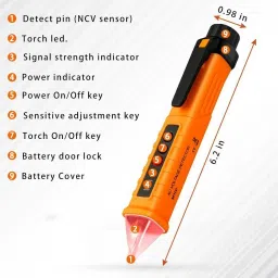 balrama M-10 12~1000V AC Non Contact Voltage Tester Alert Pen Detector Breakpoint Finder LED Digital Test Pencil LCD Electric Voltage Detector Tester AC/DC 12-1000 Volt image 3