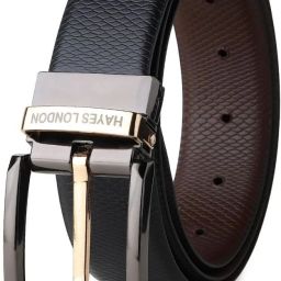 Men Casual, Formal, Party Black Genuine Leather Reversible Belt-image-2
