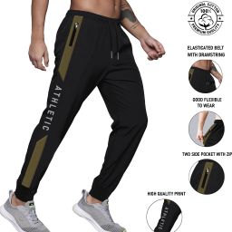 Men Printed Black Track Pants-image-98