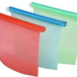 Silicone Food Storage Bag Containers, Airtight Seal Leakproof Freezer Bags Pack of 3 Grocery Bags-image-97
