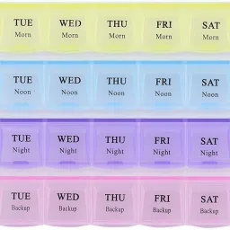 7 days Pill Case- 4 Row 28 Squares Weekly 7 Days Tablet Box Holder Medicine Storage Organizer Container 1 week Pill Medicine Tablet Case box Storage 28 Days Pill Box Pill Box-1