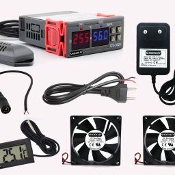 STC-3028 Dual LED Digital Thermoregulator Thermometer Hygrometer controller SHT20 Temperature Humidity Sensor Humidistat Thermostat Combo (STC-3028 + Mains Power Cord + 2 FAN + DC female Jack + 12V 1Amp Adapter + Thermometer ) Temperature Sensor and Controller Electronic Hobby Kit-24