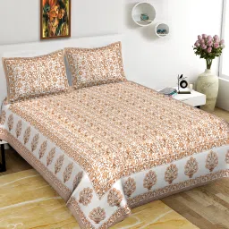 260 TC Cotton King, Super King Jaipuri Prints Flat Bedsheet-image-91