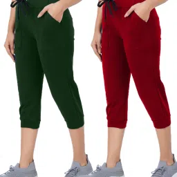 Women Dark Green, Maroon Capri-image-67