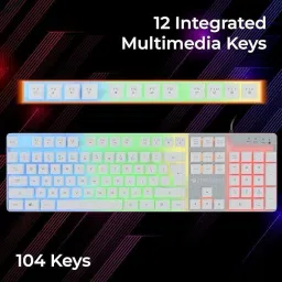 ZEBRONICS ?ZEB-WAR-K (White) Wired USB Laptop-size Gaming Keyboard Compatible with Desktop, Laptop, Mac , with gaming mode ,stand support,multimedia_keys,WAR-K(White) image 2