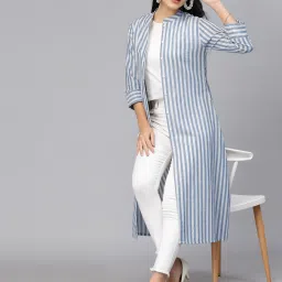 Women Longline 3/4th Sleeve White Shrug-image-61