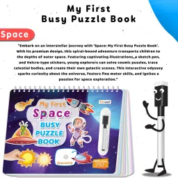 go woo My First Space Busy Puzzle Book : Spiral Binding book, Sticker Activity Book image 2