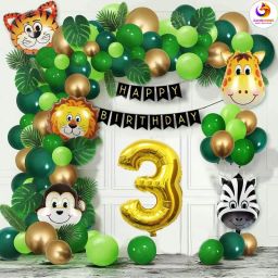 Happy Birthday Decoration Kit Jungle Theme Happy Birthday 3 Year Decoration kit-image-75