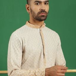 Men Embroidered Pure Cotton Straight Kurta-image-58