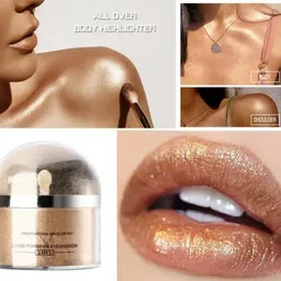 thtc 2 IN 1 WHITENING GOLD LOOSE POWDER Highlighter Compact-picture-2