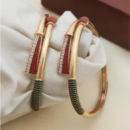 Brass Diamond Gold-plated Bangle Set-image-28