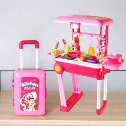 Trolley Kitchen Set, Pretend Play Cooking Set for Girls with 23 Pieces-image-51