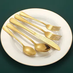 openzest Premium Gold Stainless Steel Spoon Set for Elegant Dining – Set of 1 (5Pcs) Stainless Steel Cutlery Set image 4