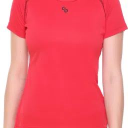 Women Solid Round Neck Polyester Red T-Shirt-image-84
