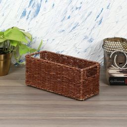 Bamboo Handmade Wicker Basket Bathroom Vanity Tray, Wicker Kitchen Counter top Storage Basket-picture-21