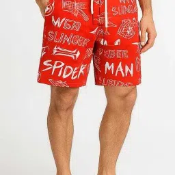 Printed Men Red Basic Shorts-image-63