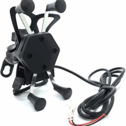X Grip 360 Degrees Mobile Holder with Adjustable Handlebar & Mirror Adjustable Mount for Motorcycle with USB Charging Point Bike Mobile Holder-13