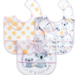 Orange & Grey Pattern With Pink Border Baby Bibs Combo 3 Pcs-image-42