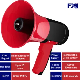 fxi MP-619 Speaker for Announcing; Talk; Record; Play; Siren; Music, USB and Memory Card Input, Handheld Bluetooth Megaphone with Battery and Charger Indoor, Outdoor PA System image 3
