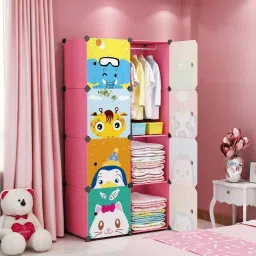 8-Door 8-Shelf Plastic almirah for kids, almirah of clothes ,cupboard clothes PC Collapsible Wardrobe-image-35