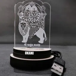 3D USB SHREE CHAMUNDA MAA Night Lamp for Car/Office/Desktop/Gift/Table Top 7 Color Change Light Table Lamp-7