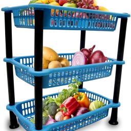 primum Plastic 3 layar Basket for Kitchen Use Fruits/Vegetables Plastic Kitchen Trolley-17
