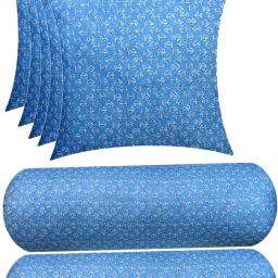 Combo Set of 2 Bolster And 5 Microfibre Floral Cushion Pack of 7-image-40