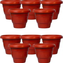 8 Inch Flower Pot for Home (10 Pcs, BROWN) Indoor & Outdoor Gamla, Gardening Big Plant Container Set-picture-28